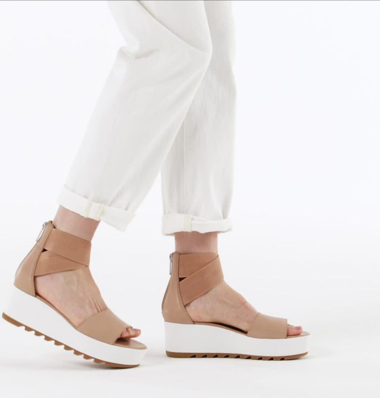 Women's Cameron Flatform Ankle Strap Wedge Sandal, Color: Honest Beige