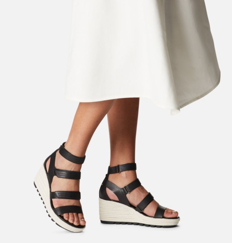 Thumbnail: Women's Cameron Multi Strap Wedge Sandal, Color: Black, Chalk, image 8