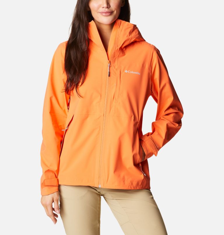 Thumbnail: Veste de randonnée Imperméable Ampli-Dry Femme, Color: Sunset Orange, image 1