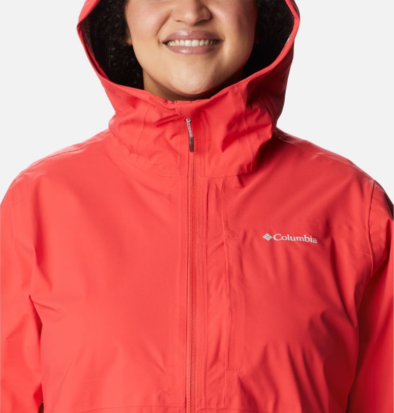 Thumbnail: Women's Omni-Tech Ampli-Dry Shell Jacket - Plus Size, Color: Red Hibiscus, image 4