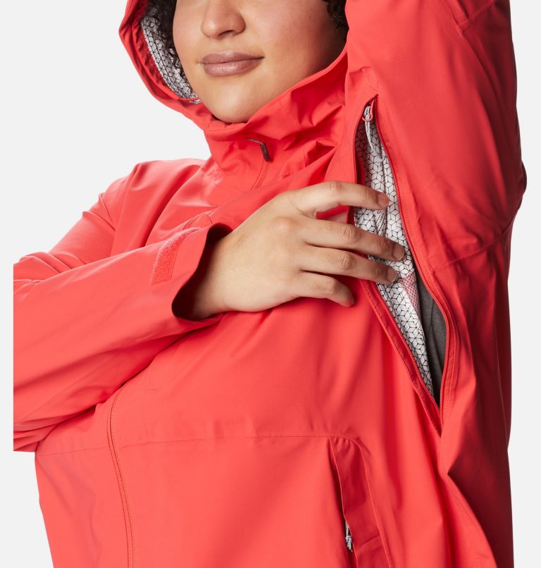 Thumbnail: Women's Omni-Tech Ampli-Dry Shell Jacket - Plus Size, Color: Red Hibiscus, image 7