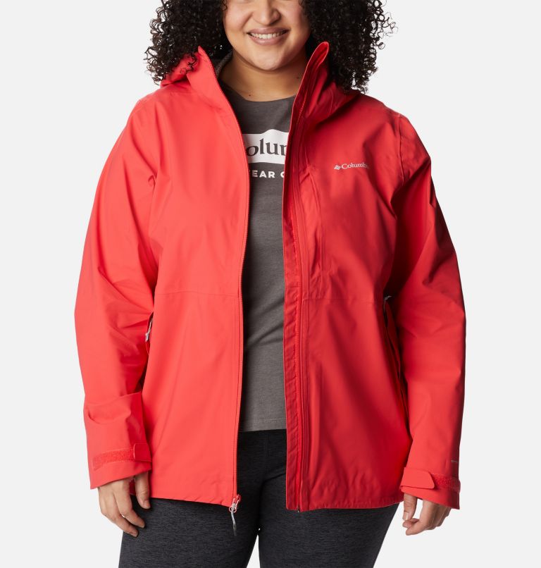 Women's Omni-Tech Ampli-Dry Shell Jacket - Plus Size, Color: Red Hibiscus, image 9