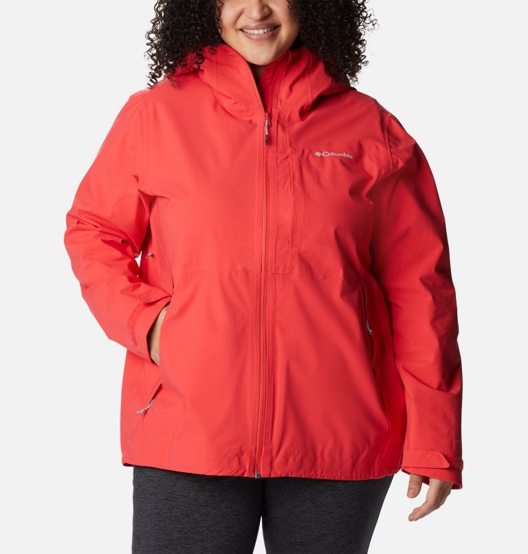 Women's Omni-Tech Ampli-Dry Shell Jacket - Plus Size, Color: Red Hibiscus, image 1