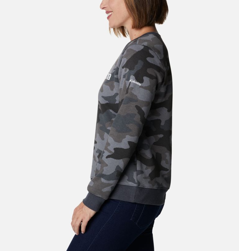 Women's Columbia Logo Printed Crew, Color: Black Trad Camo Heather, image 3