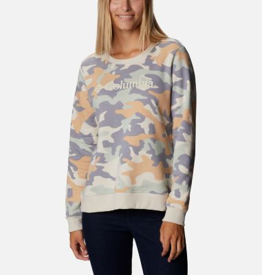 Sweat-shirt Imprim&eacute; Logo&trade; Femme Columbia Logo&trade; Printed Crew | 102 | XL, Fawn Trad Camo Heather, front