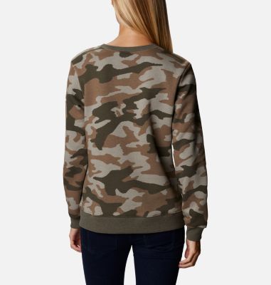 Sweat-shirt Imprim&eacute; Logo&trade; Femme Columbia Logo&trade; Printed Crew | 102 | XL, Stone Green Trad Camo Heather, back