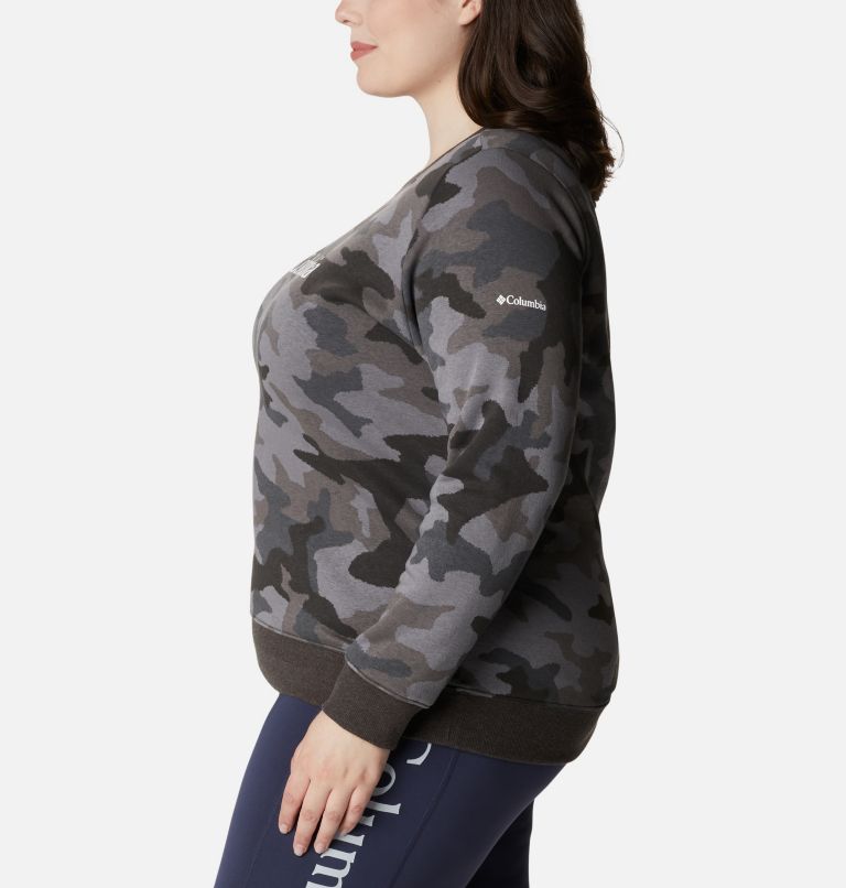 Chandail à col rond avec logo imprimé Columbia pour femme - Grandes tailles, Color: Black Trad Camo Heather, image 3