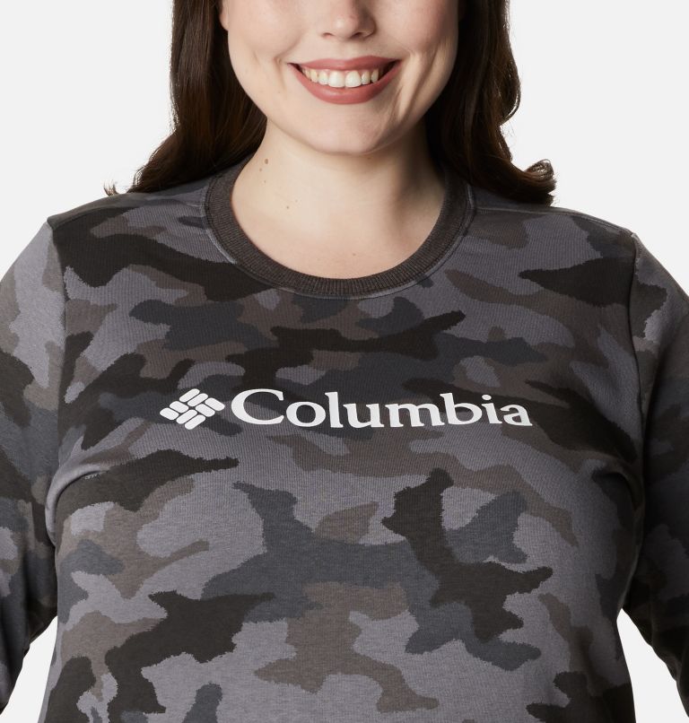 Chandail à col rond avec logo imprimé Columbia pour femme - Grandes tailles, Color: Black Trad Camo Heather, image 4