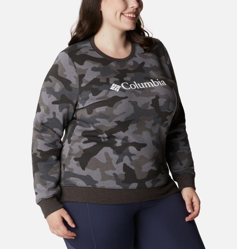 Chandail à col rond avec logo imprimé Columbia pour femme - Grandes tailles, Color: Black Trad Camo Heather, image 5