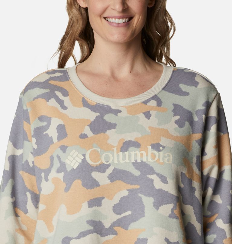 Women's Columbia Logo Printed Crew - Plus Size, Color: Fawn Trad Camo Heather