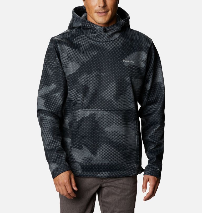 Men's Out-Shield Dry Fleece Hoodie, Color: Black Spotted Camo, image 1