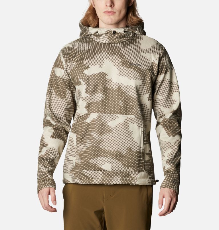 Men's Out-Shield Dry Fleece Hoodie, Color: Ancient Fossil Spotted Camo, image 1