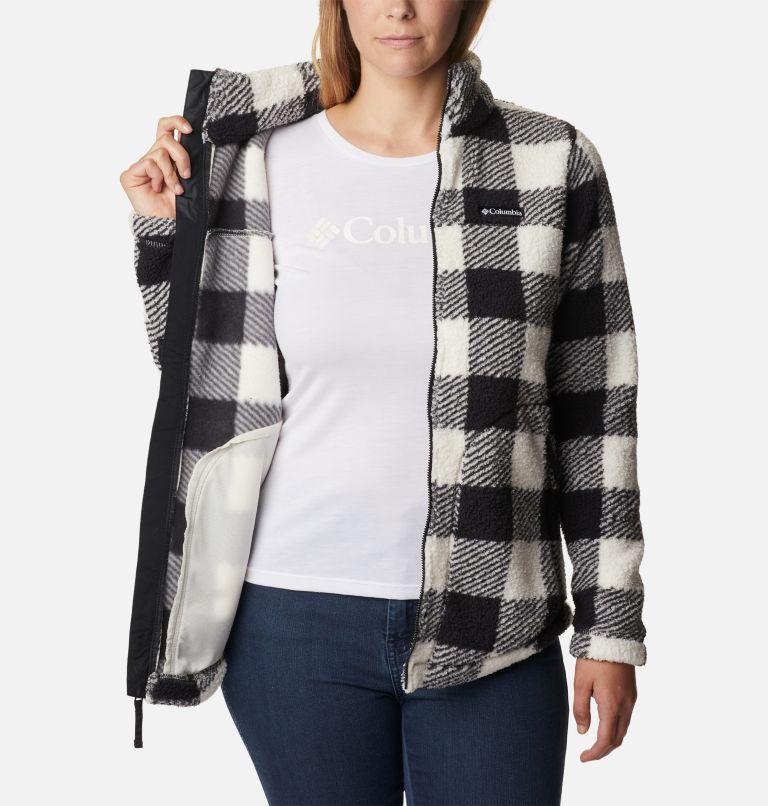 Thumbnail: Women's West Bend Full Zip Fleece Jacket, Color: Chalk Check Print, image 5