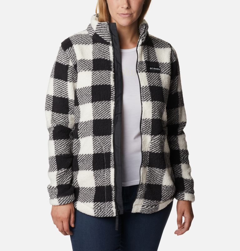 Women's West Bend Full Zip Fleece Jacket, Color: Chalk Check Print, image 6
