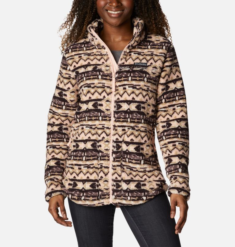 Thumbnail: Women's West Bend Full Zip Fleece Jacket, Color: New Cinder 80s Stripe Print, image 1