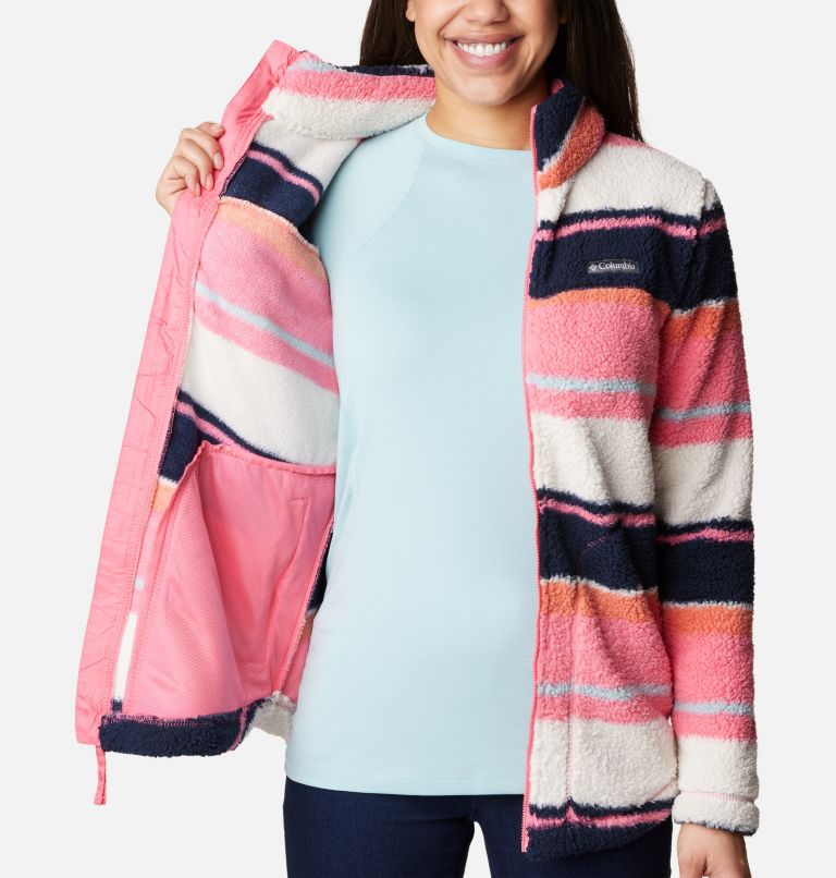 Thumbnail: Women's West Bend Full Zip Fleece Jacket, Color: Camellia Rose Serendipity Stripe, image 5