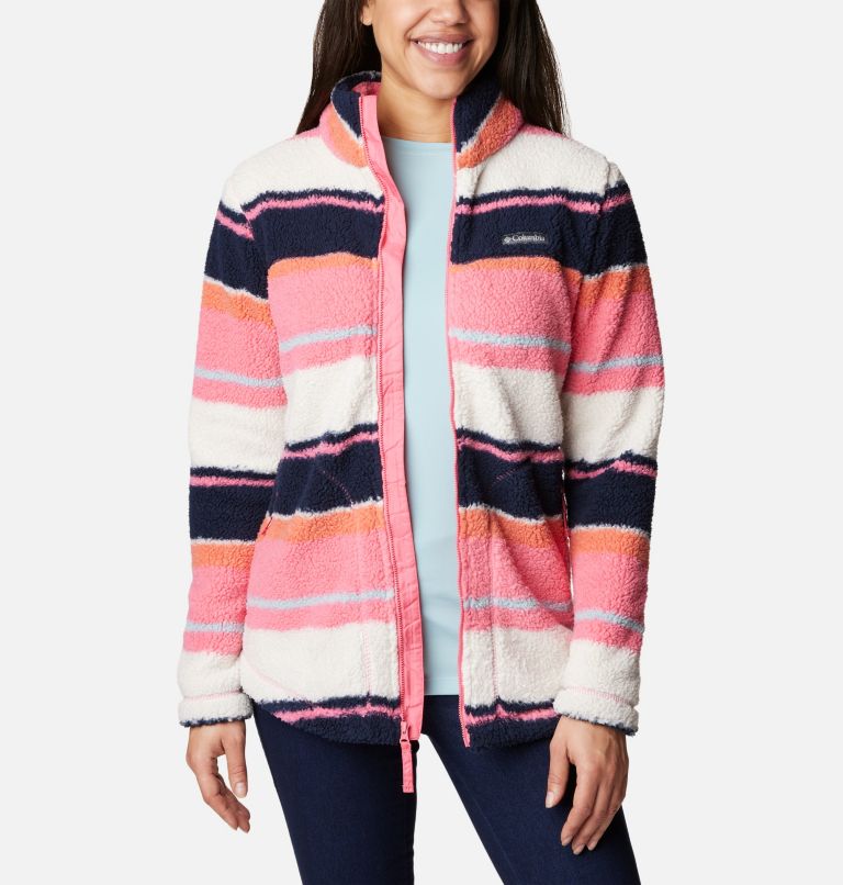 Women's West Bend Full Zip Fleece Jacket, Color: Camellia Rose Serendipity Stripe, image 6