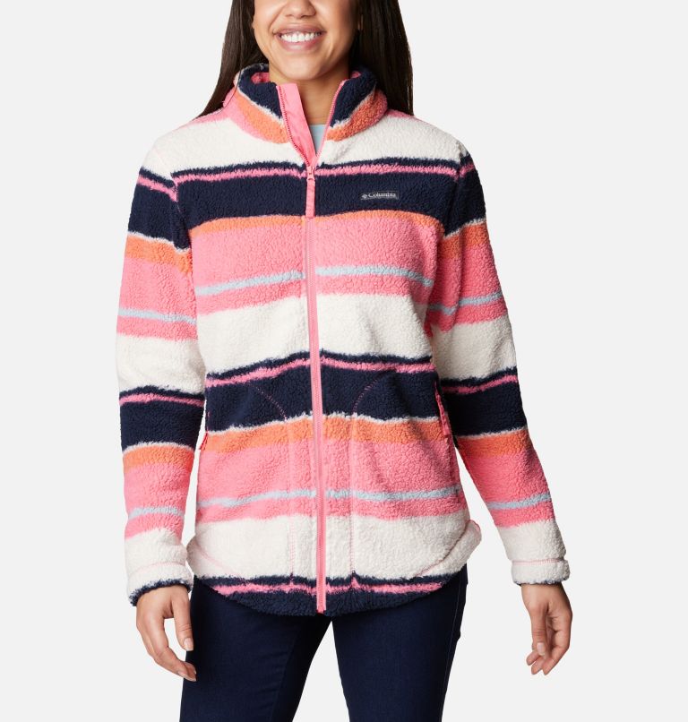 Thumbnail: Women's West Bend Full Zip Fleece Jacket, Color: Camellia Rose Serendipity Stripe, image 1