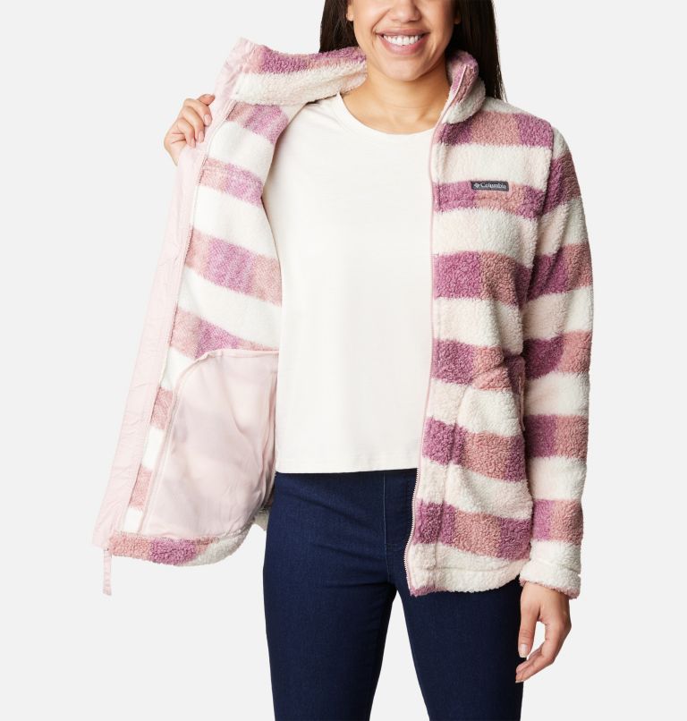 Women's West Bend Full Zip Fleece Jacket, Color: Dusty Pink Multi Check, image 5