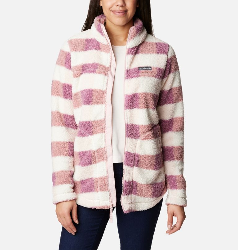Women's West Bend Full Zip Fleece Jacket, Color: Dusty Pink Multi Check, image 6