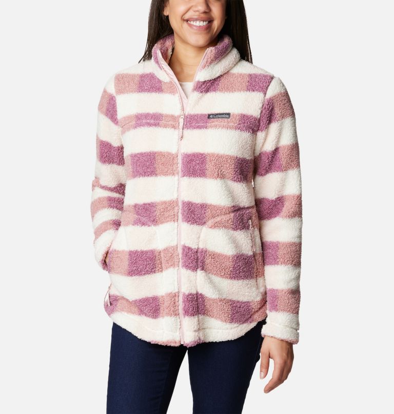 Manteau polaire à fermeture éclair West Bend Femme, Color: Dusty Pink Multi Check, image 1