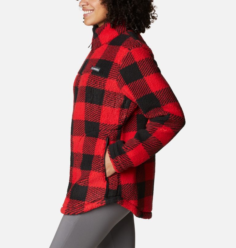 Thumbnail: Women's West Bend Full Zip Fleece Jacket, Color: Red Lily Check Print, image 3