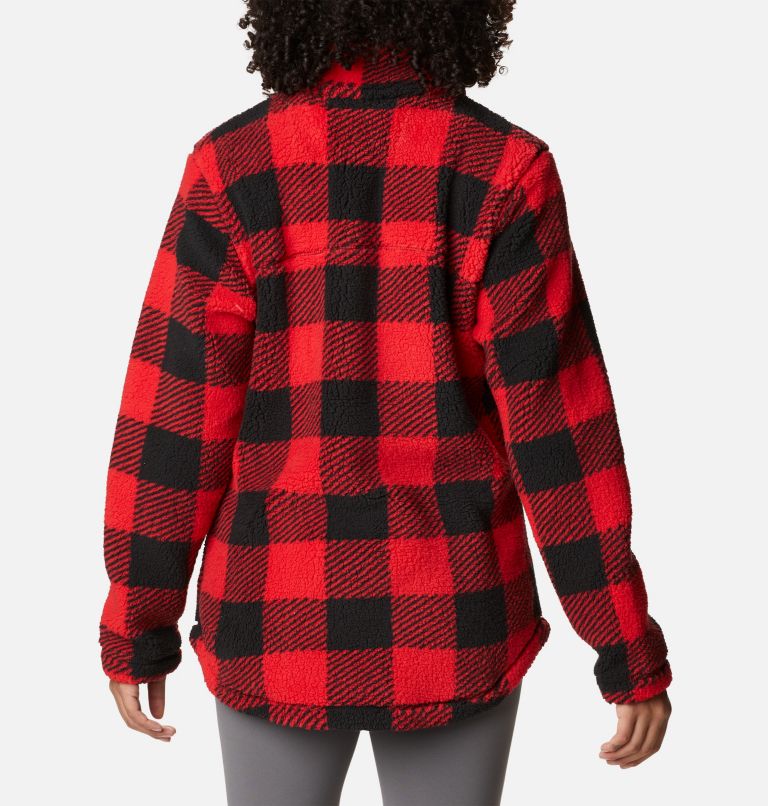 Thumbnail: Women's West Bend Sherpa  Jacket, Color: Red Lily Check Print, image 2