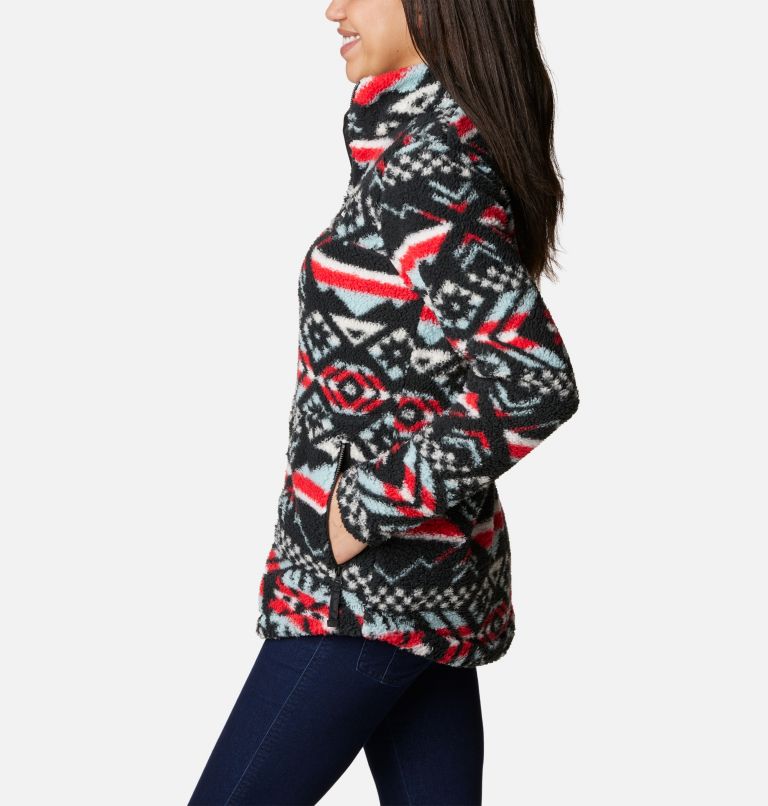 Thumbnail: Women's West Bend Full Zip Fleece Jacket, Color: Red Lily Checkered Peaks, image 3