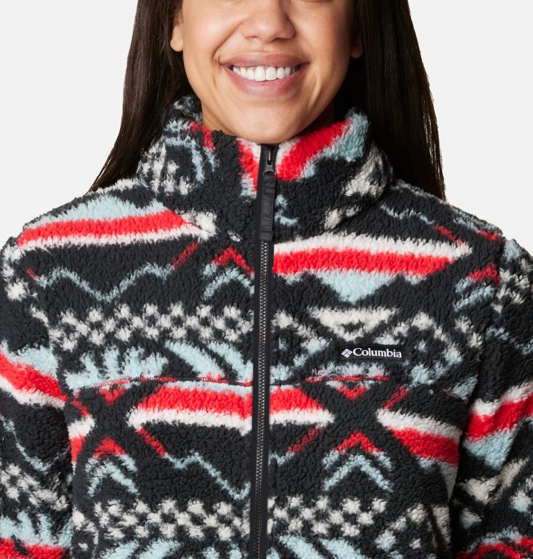 Thumbnail: Women's West Bend Full Zip Fleece Jacket, Color: Red Lily Checkered Peaks, image 4