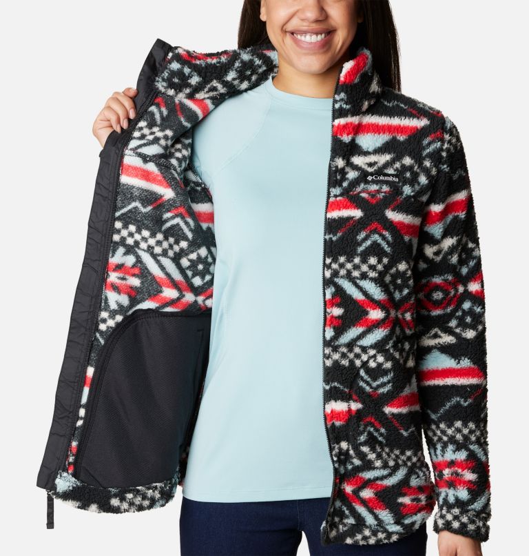 Thumbnail: Women's West Bend Full Zip Fleece Jacket, Color: Red Lily Checkered Peaks, image 5