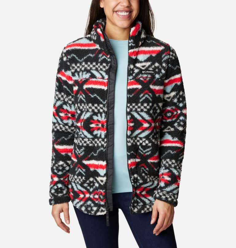 Women's West Bend Full Zip Fleece Jacket, Color: Red Lily Checkered Peaks, image 6