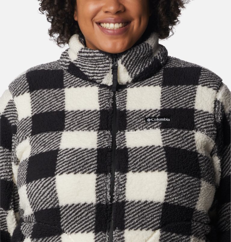 Thumbnail: Women's West Bend Full Zip Fleece Jacket - Plus Size, Color: Chalk Check Print, image 4