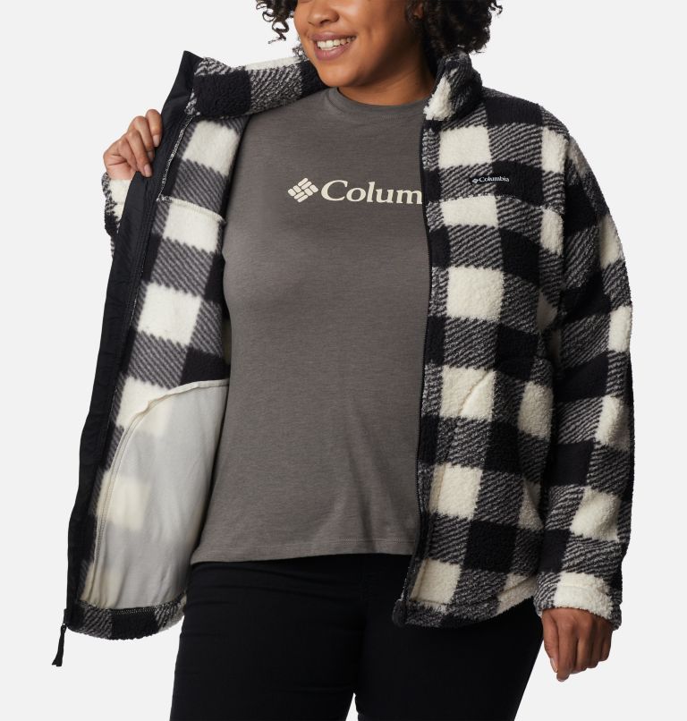 Thumbnail: Women's West Bend Full Zip Fleece Jacket - Plus Size, Color: Chalk Check Print, image 5