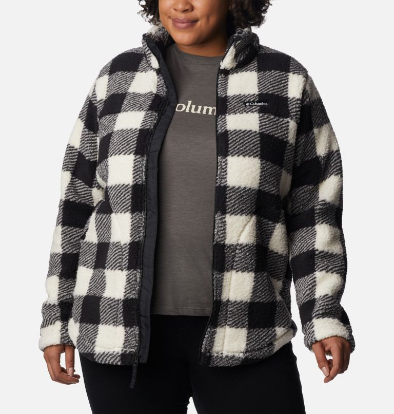 Thumbnail: Women's West Bend Full Zip Fleece Jacket - Plus Size, Color: Chalk Check Print, image 6