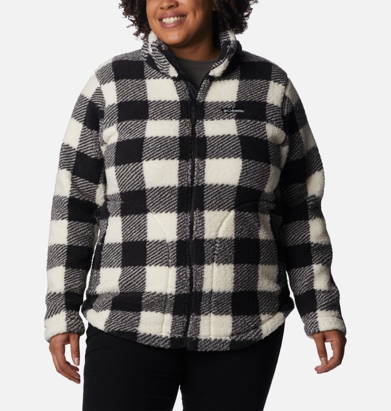 Thumbnail: Women's West Bend Full Zip Fleece Jacket - Plus Size, Color: Chalk Check Print, image 1