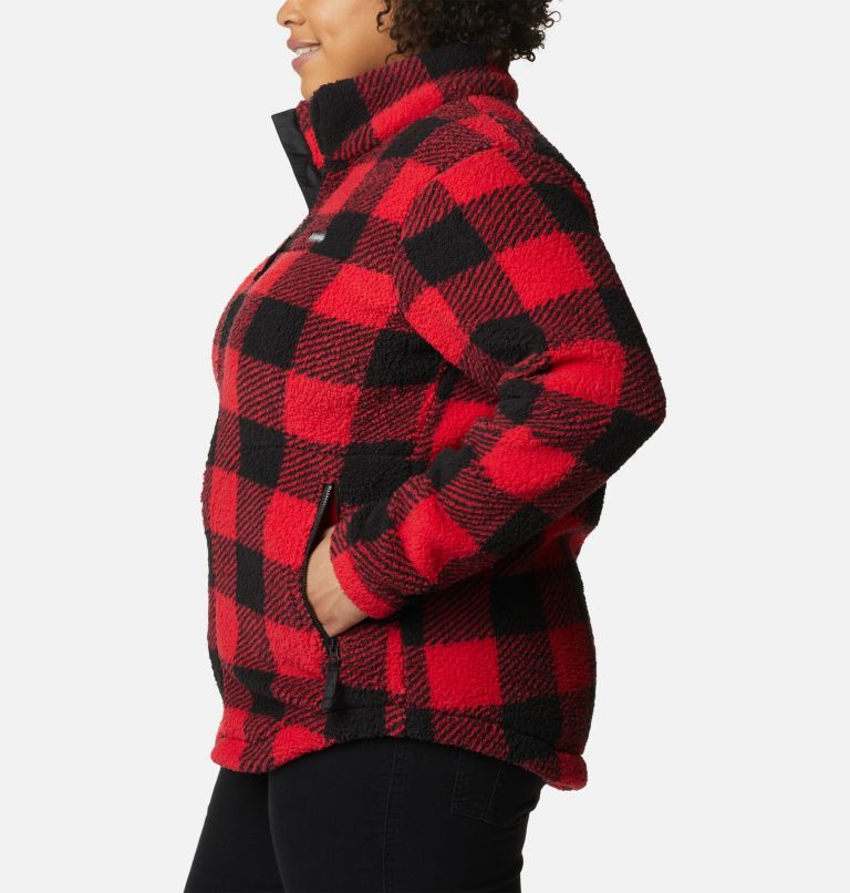 Thumbnail: Women's West Bend Full Zip Fleece Jacket - Plus Size, Color: Red Lily Check Print, image 3