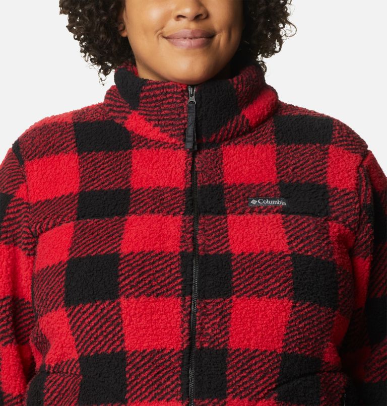 Women's West Bend Full Zip Fleece Jacket - Plus Size, Color: Red Lily Check Print, image 4