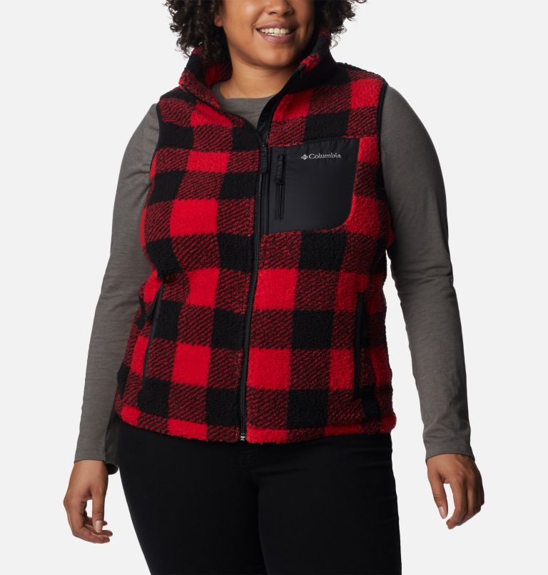 Thumbnail: Women's West Bend Vest - Plus Size, Color: Red Lily Check Print, image 1