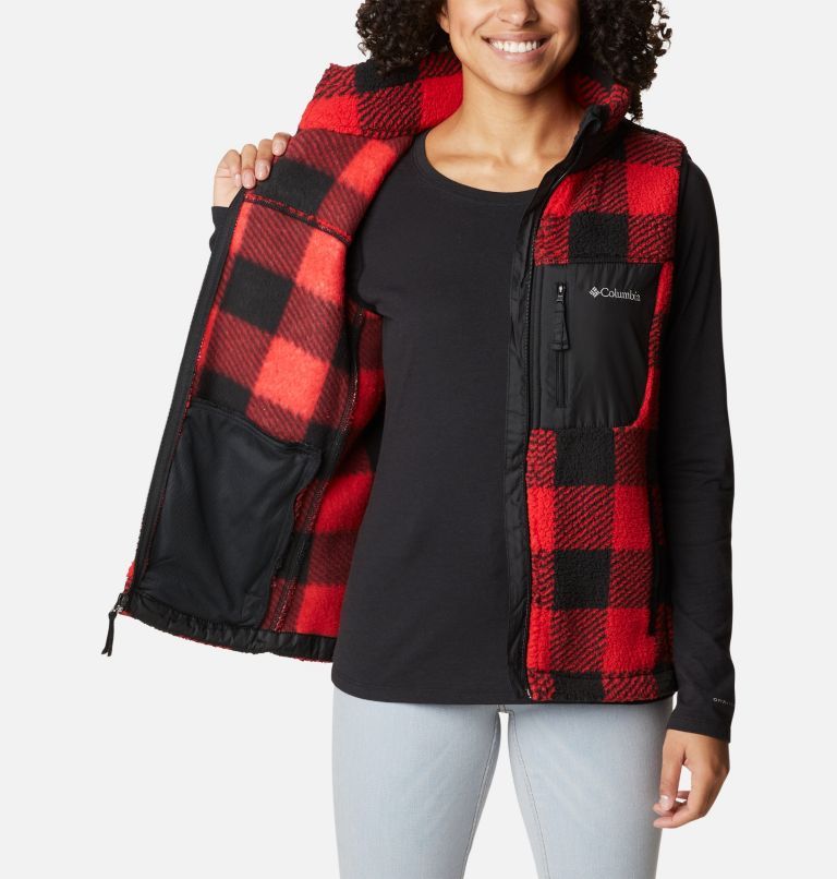Thumbnail: Gilet en Polaire Sherpa West Bend Femme, Color: Red Lily Check Print, image 5