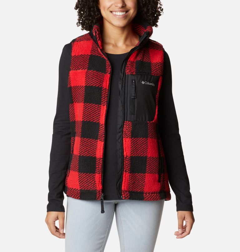 Thumbnail: Gilet en Polaire Sherpa West Bend Femme, Color: Red Lily Check Print, image 6