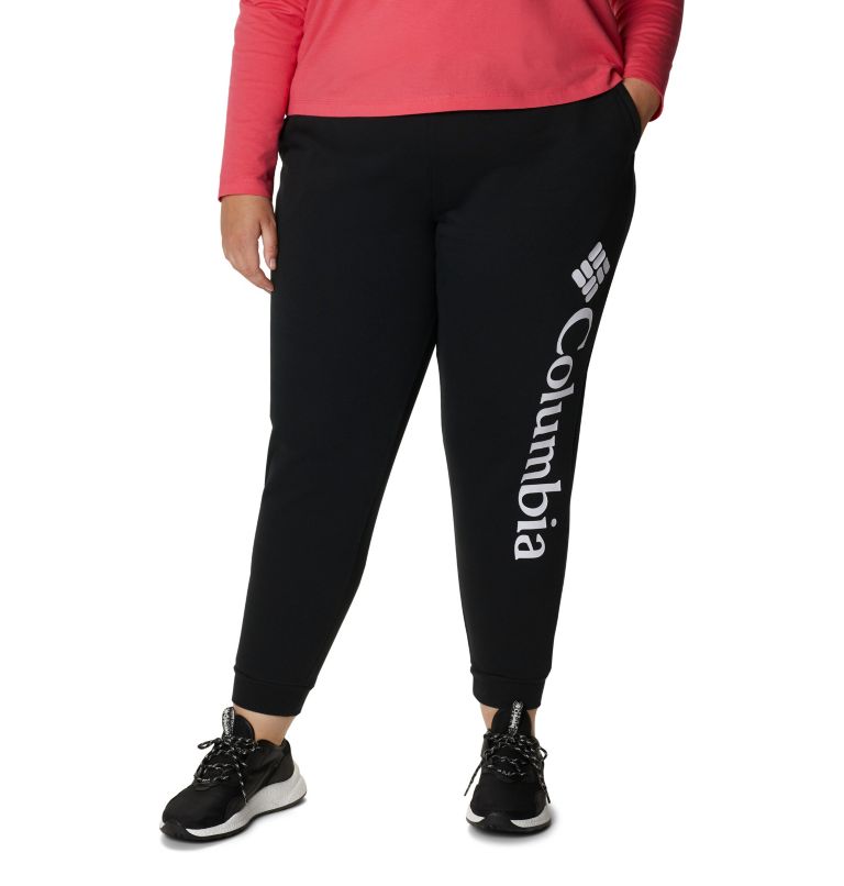 Thumbnail: Women's Columbia Logo Fleece Jogger - Plus Size, Color: Black, image 1