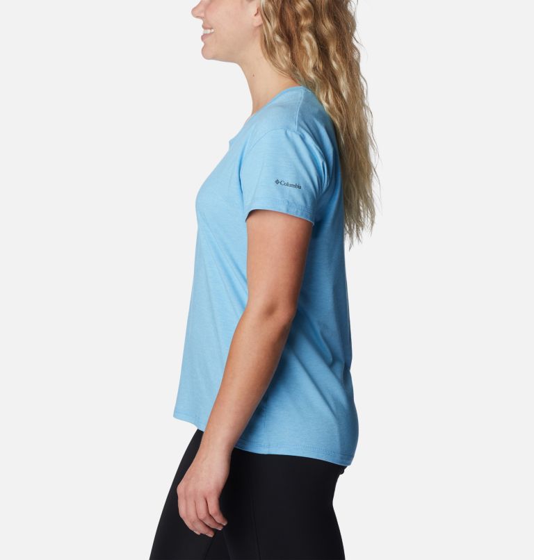 Women's Sun Trek T-Shirt, Color: Vista Blue Heather, image 3