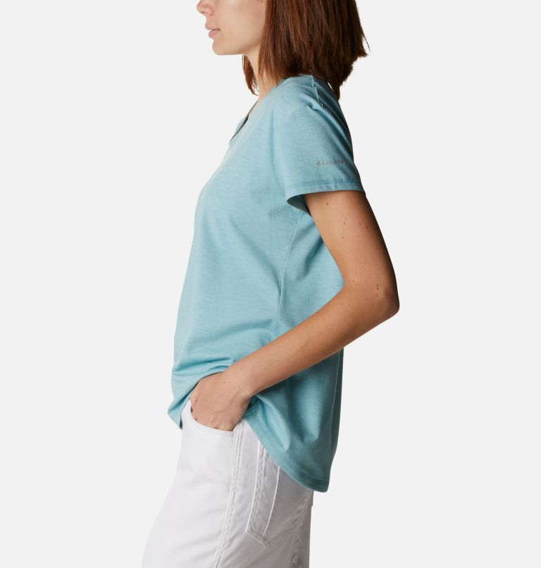 Women’s Sun Trek Technical T-Shirt, Color: Sea Wave Heather, image 3