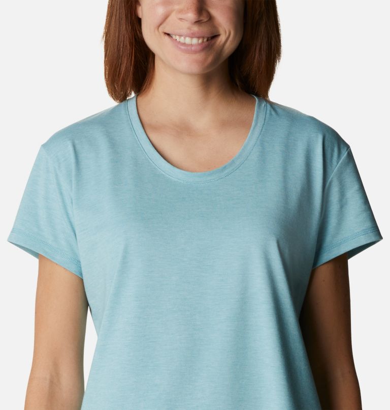 Women’s Sun Trek Technical T-Shirt, Color: Sea Wave Heather, image 4