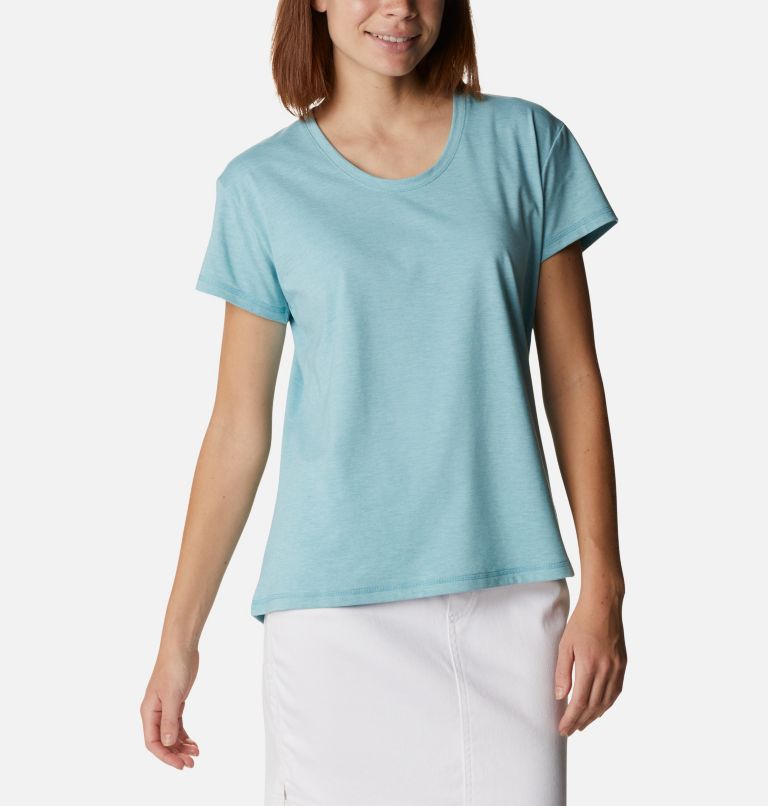 Women’s Sun Trek Technical T-Shirt, Color: Sea Wave Heather, image 5