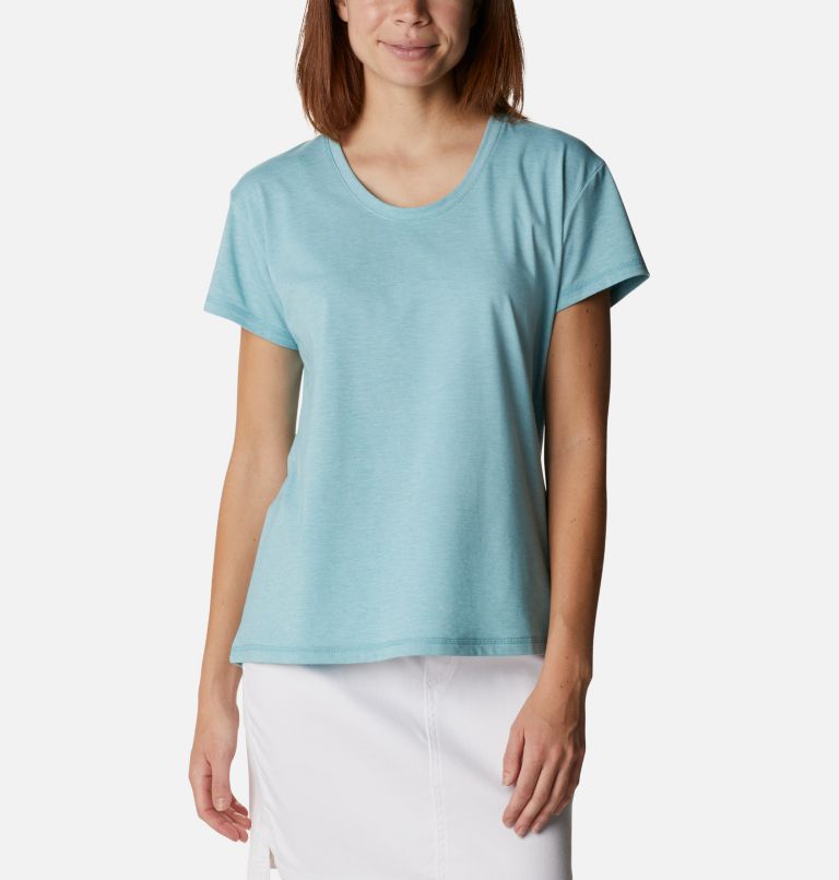 Women’s Sun Trek Technical T-Shirt, Color: Sea Wave Heather, image 1