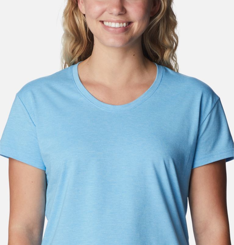 Women’s Sun Trek Technical T-Shirt, Color: Vista Blue Heather, image 4