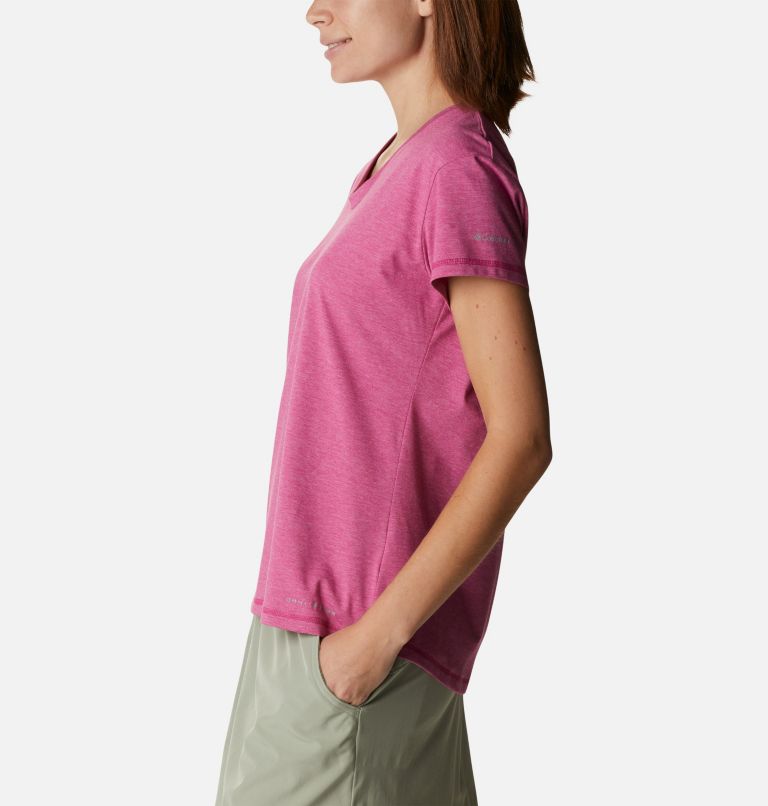 Women’s Sun Trek Technical T-Shirt, Color: Wild Fuchsia Heather, image 3