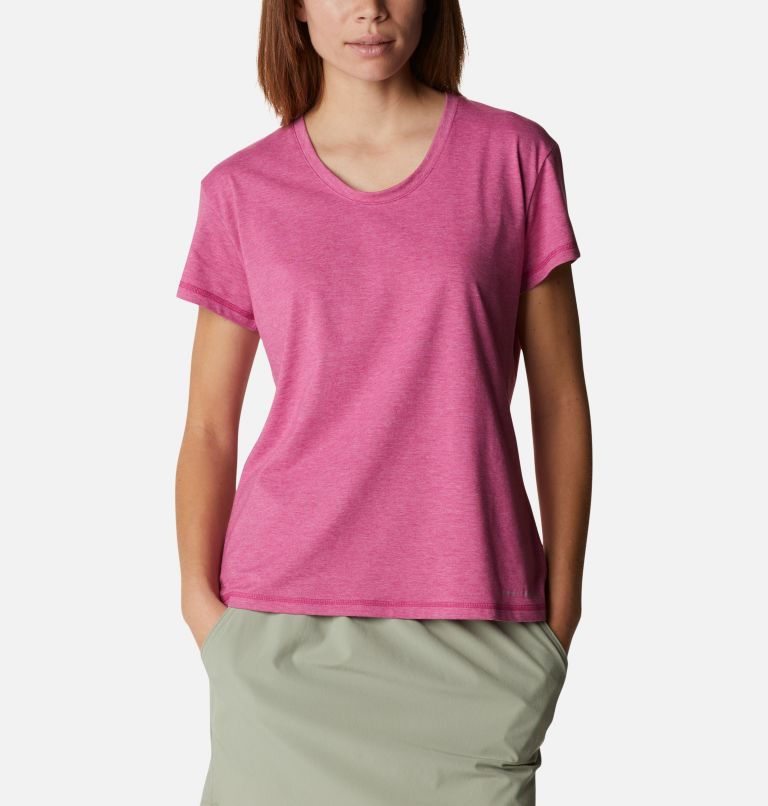 Thumbnail: Women’s Sun Trek Technical T-Shirt, Color: Wild Fuchsia Heather, image 5