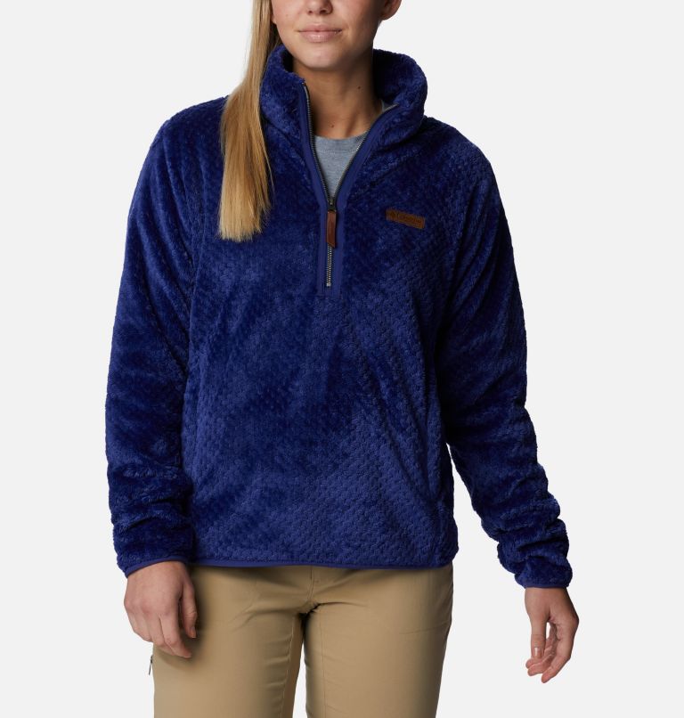 Women's Fire Side Quarter Zip Sherpa Fleece, Color: Dark Sapphire, image 5
